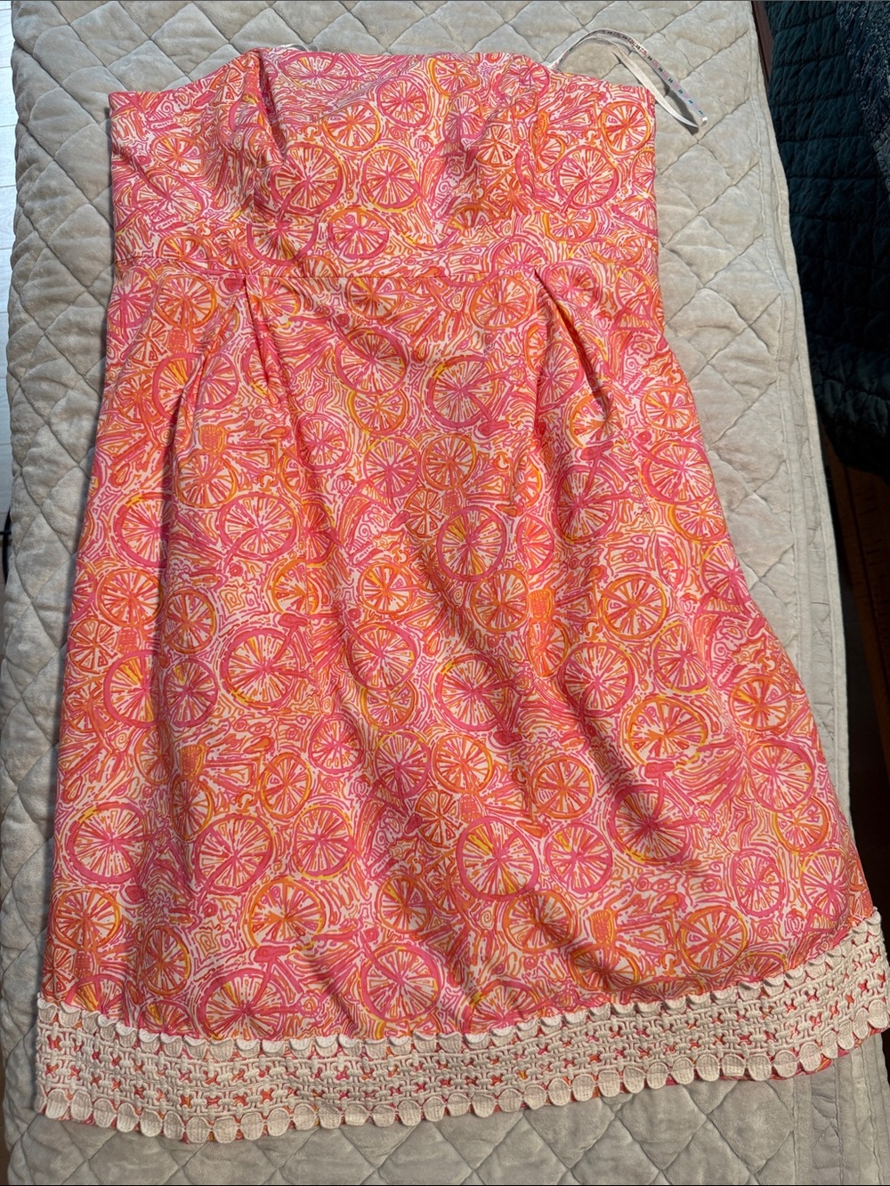 Lilly Pulitzer Pink & Orange Strapless Printed Dress